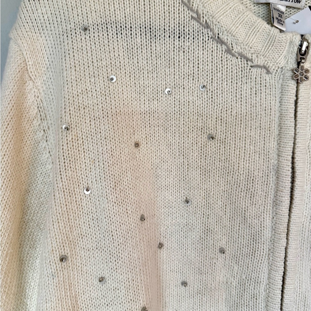 Croft & Barrow Vintage-Style Cardigan| Embroidered Sequin Design| NWT |3X |Cream - Picture 4 of 8